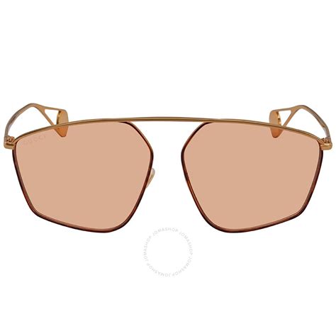 Gucci Orange Asian Fit Geometric Ladies Sunglasses .